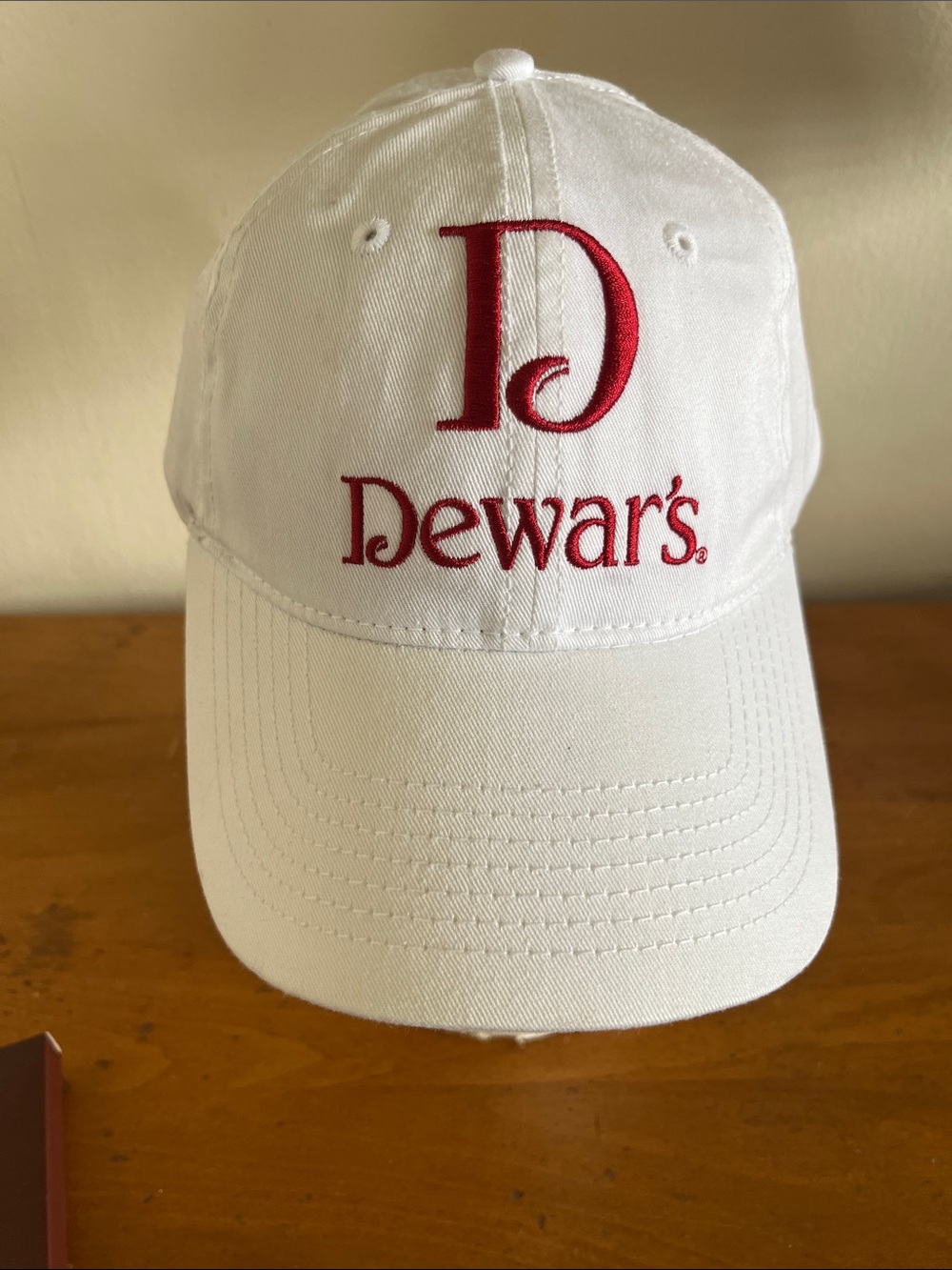 NWOT Men's Dewar's White Baseball Cap with Embroidered D on Front